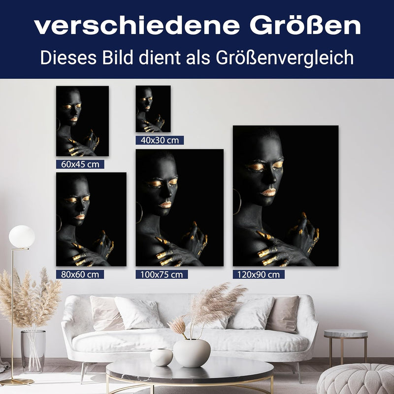 wandmotiv24 Leinwand-Bild Gold Collection, Grösse 60x45cm, Hochformat, Frau mit Gold Highlights, Top