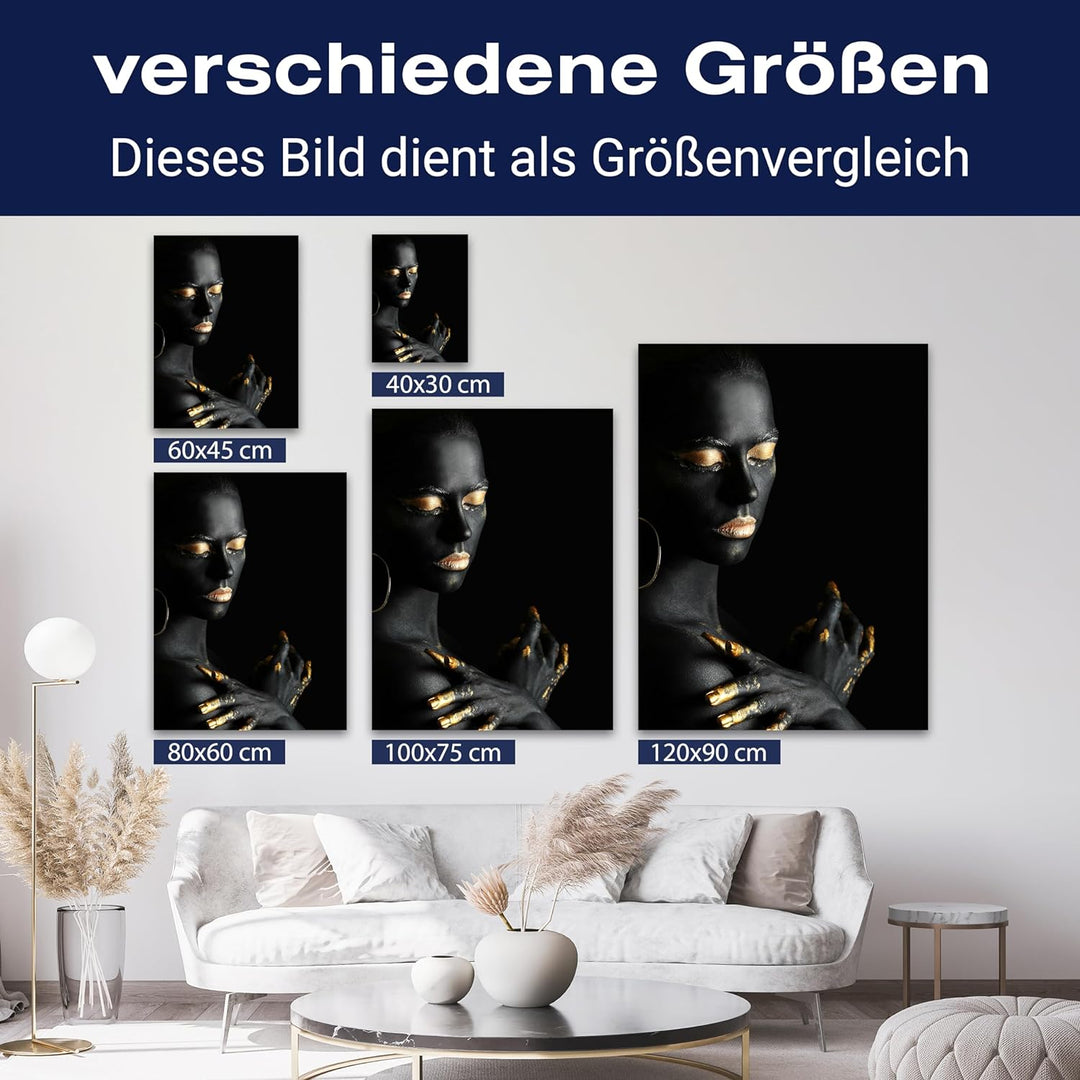 wandmotiv24 Leinwand-Bild Gold Collection, Grösse 40x30cm, Hochformat, Frau mit Gold Highlights, Top