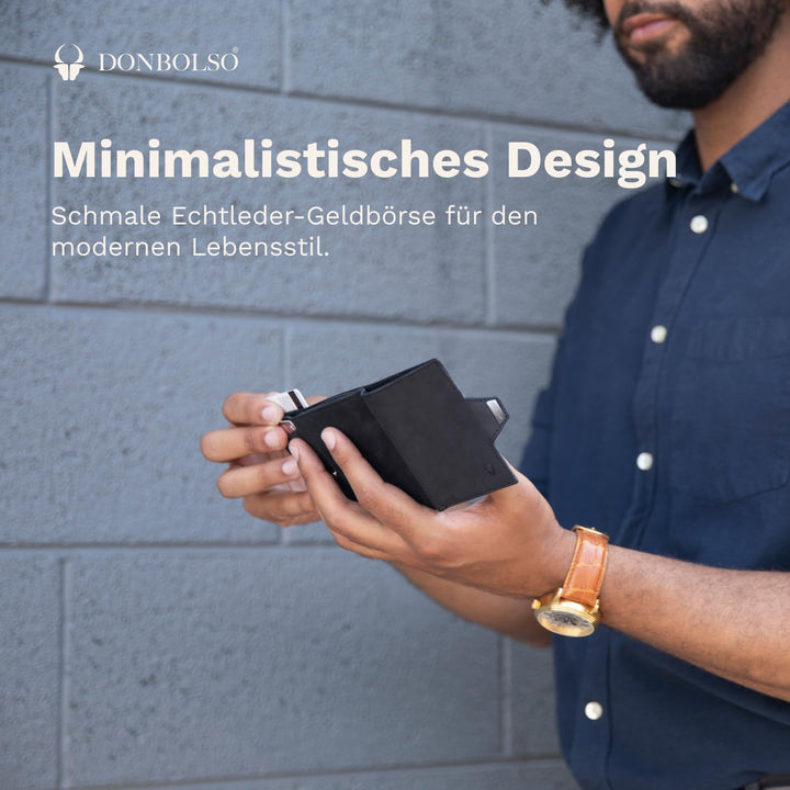 DONBOLSO Wallet NextGen Leder Slim Wallet mit Münzfach Geldbeutel mit RFID Schutz Kartenetui bis 11