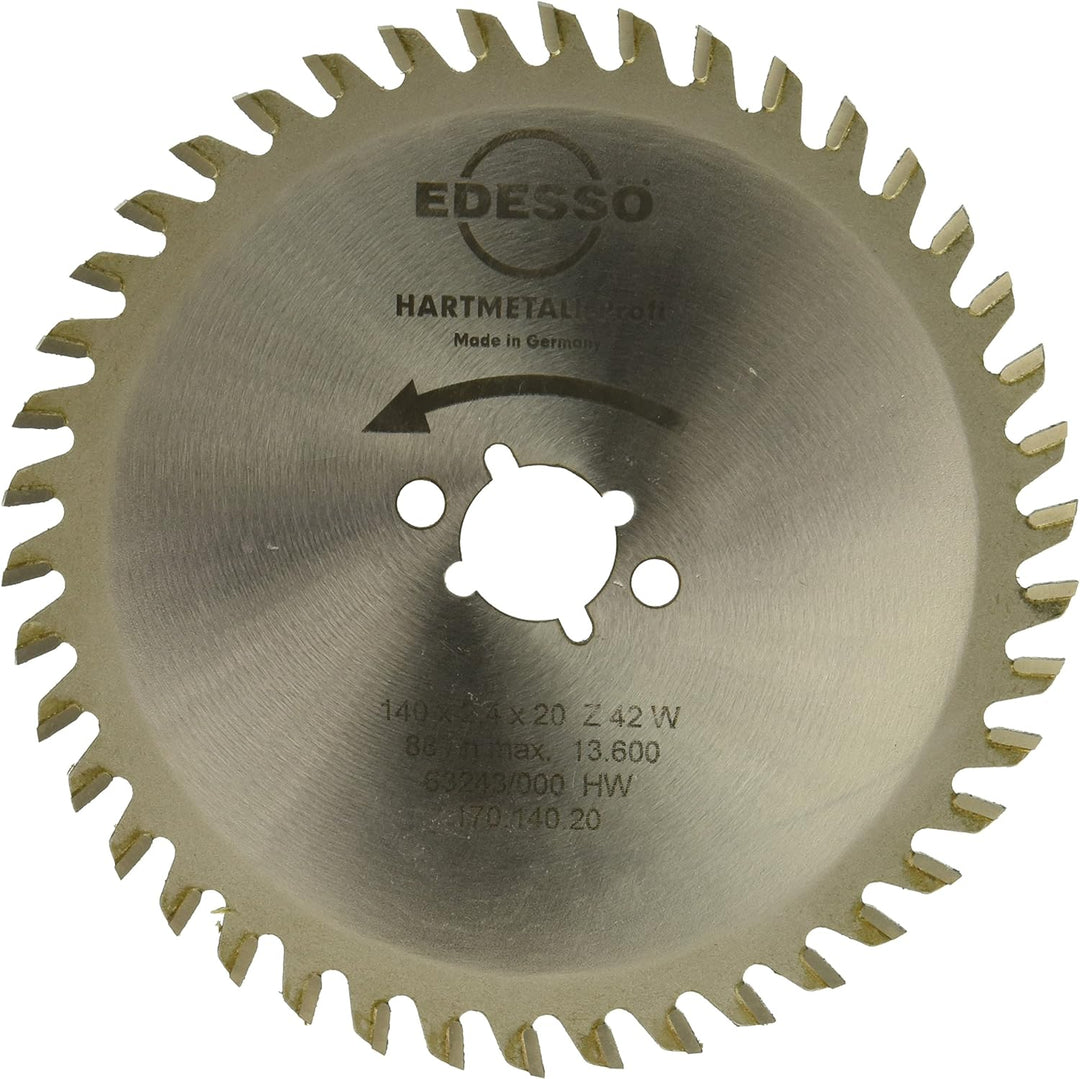Edessö 17014020 HM-Kreissägeblatt Profi-Vielzahn 2/6/32 HW, Z=42 W, 140 x 2,4/1,4 x 20 mm, Silber