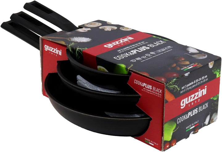 Guzzini - Cook&Plus Set 3 Antihaft-Pfannen 20/24/28 - Schwarz - 28824510