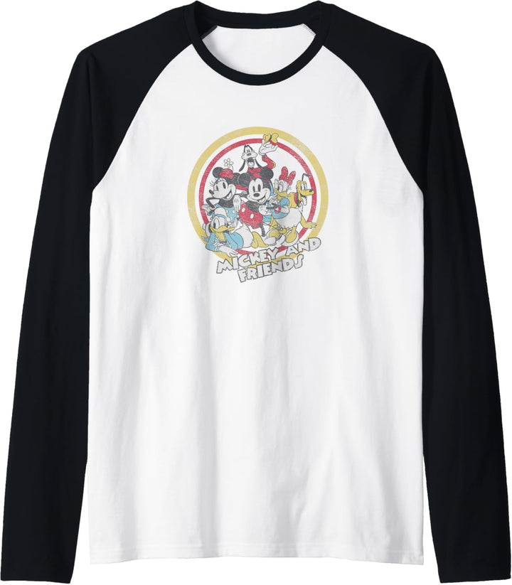 Disney Mickey And Friends Retro Group Shot Raglan