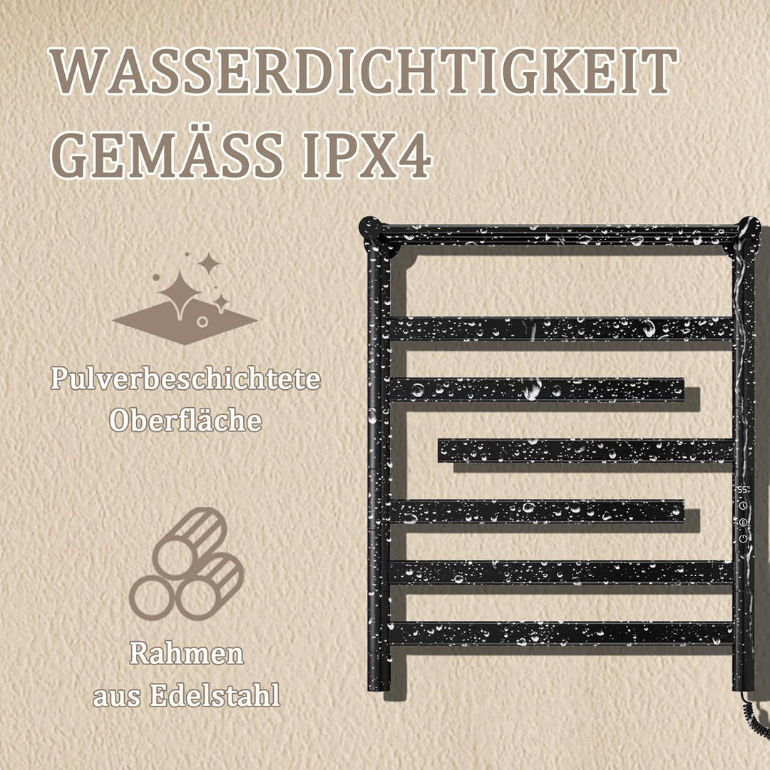 Badheizkörper, Handtuchheizkörper Elektrisch, 66*55cm, Mit Ablage, Drehbarer Innenschlauch, Handtuch