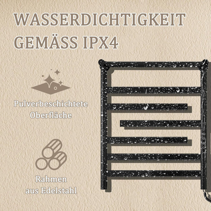 Badheizkörper, Handtuchheizkörper Elektrisch, 66*55cm, Mit Ablage, Drehbarer Innenschlauch, Handtuch