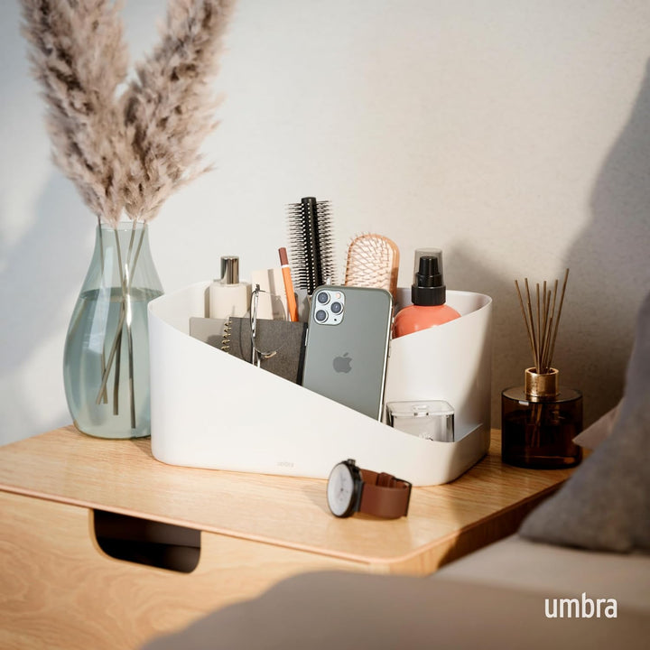 Umbra Glam Kosmetik-Organizer, vielseitiger Aufbewahrungsbehälter mit herausnehmbarem Einsatz für Ba