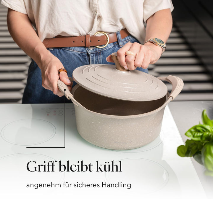 FLORINA Aluminiumtopf OSLO 2,8 l 20cm Durchmesser I Keramische Antihaftbeschichtung I Ergonomischer