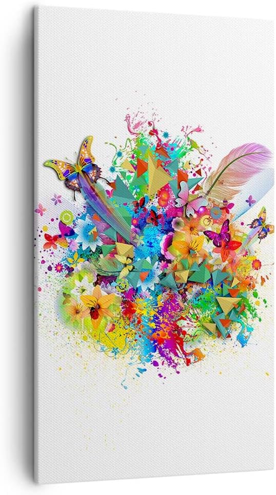 Bilder auf Leinwand Schmetterling Farbe Blume Komposition Leinwandbild mit Rahmen 45x80cm Wandbilder