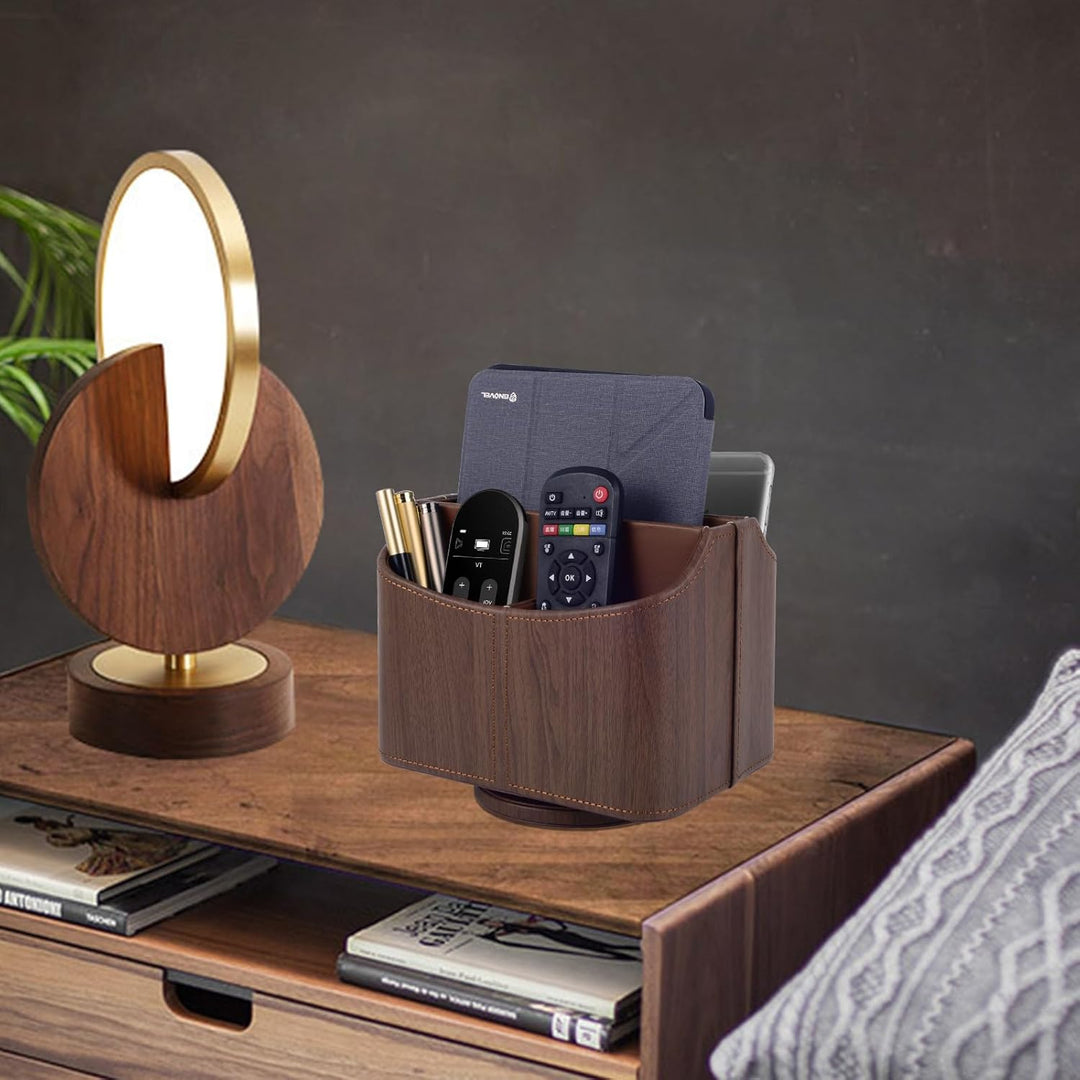 360-drehender Fernbedienungshalter, 5-Teile Nachttisch PU-Leder Multifunktionale Organizer Büro Schr