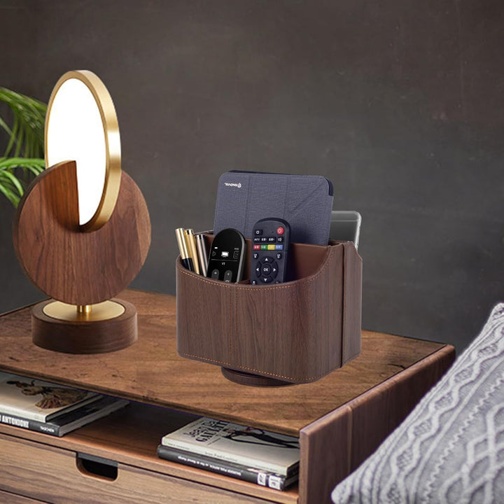360-drehender Fernbedienungshalter, 5-Teile Nachttisch PU-Leder Multifunktionale Organizer Büro Schr