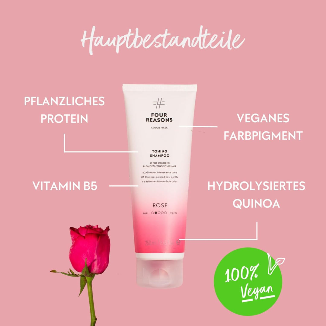 FOUR REASONS Farbmasken-Shampoo – Sulfatfreies, tonisierendes Rosa-Shampoo für rosa Haare – Farbabla