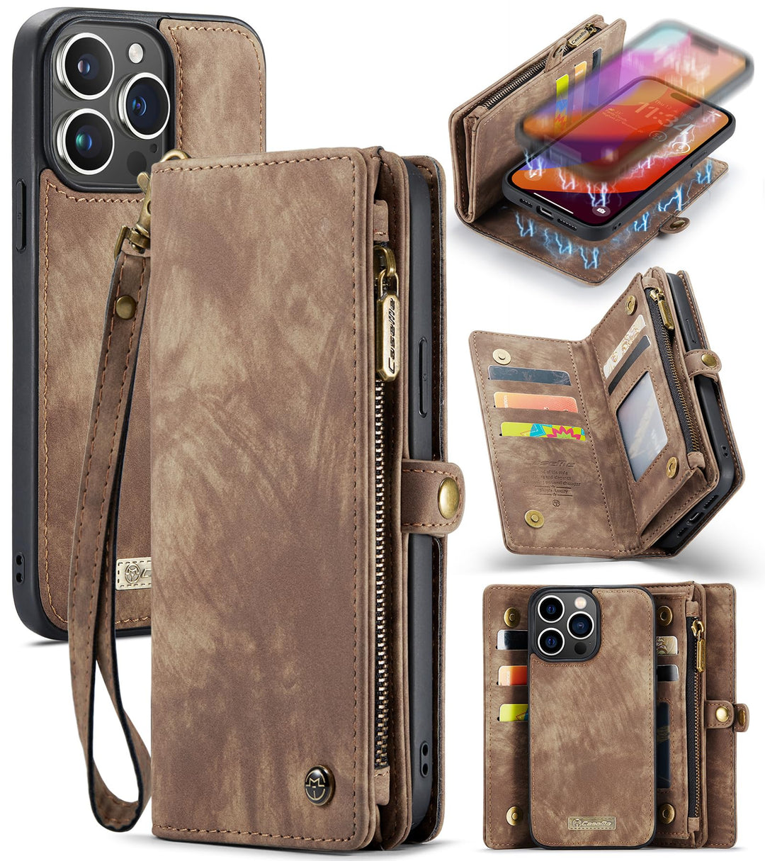 UFinetech für iPhone 15 Pro Max Hülle, Flip Leder TPU Stossfest Kartenfach Tasche Handyhülle für iPh