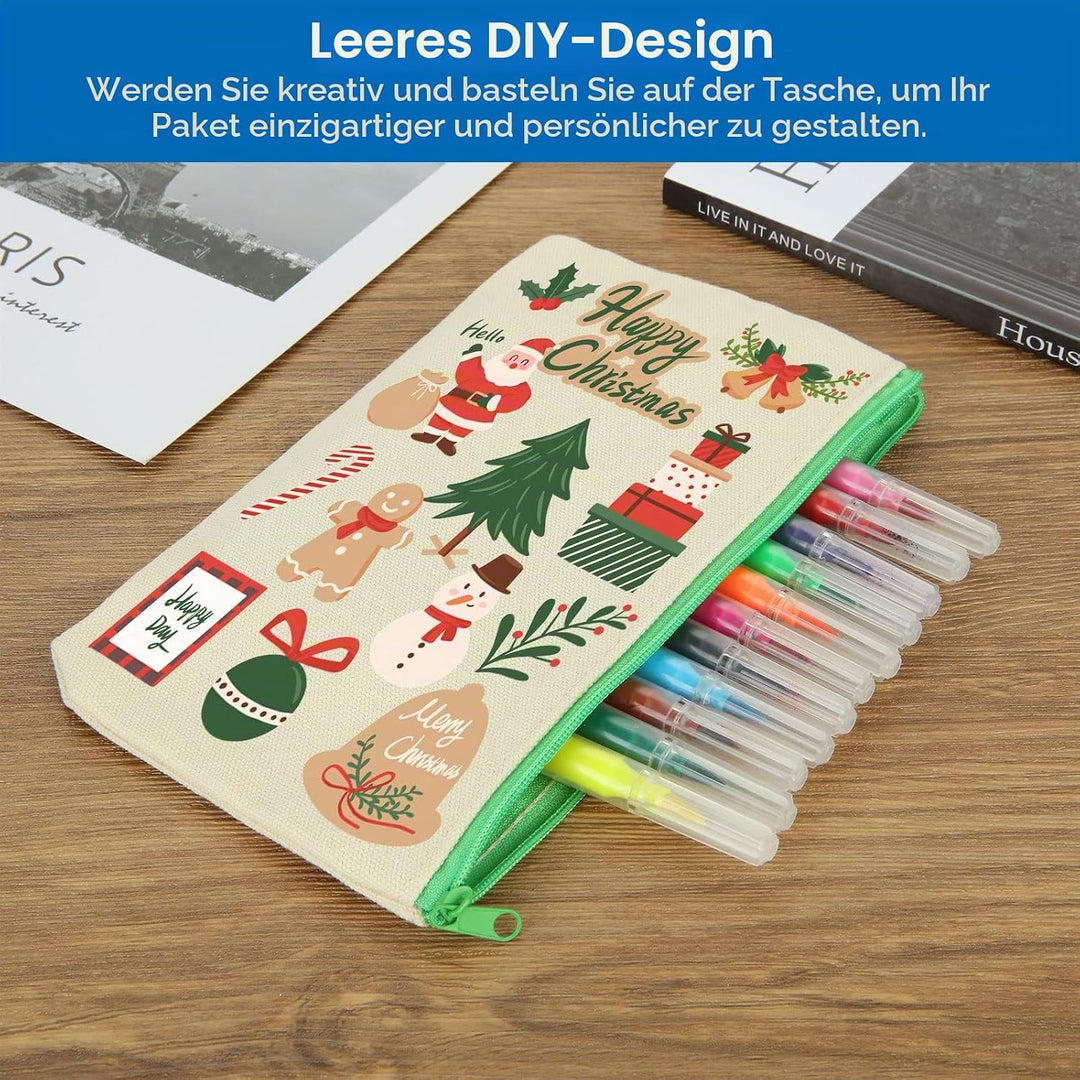 SENENQU 30 Stück DIY Blanko Stoffbeutel Mit Reissverschluss Bunt, 12 × 21cm Klein Stoffbeutel Zum Be