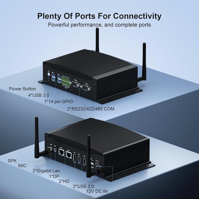 Mini PC Lüfterlos, Lüfterloser PC Core i5 8260U Industrie Mini PC Windows 11 Pro Industrie PC Mini C