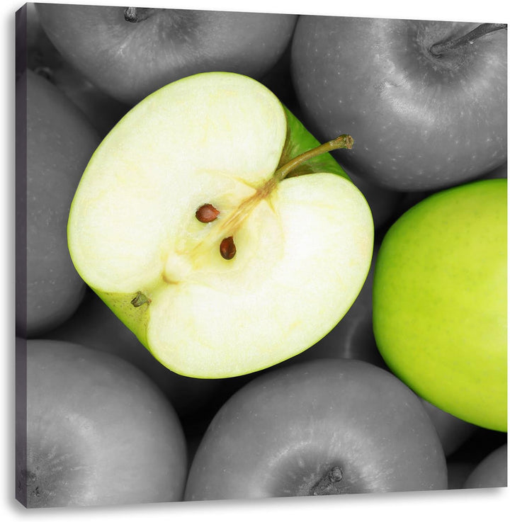 Pixxprint saftige grüne Äpfel als Leinwandbild/Grösse: 70x70 cm/Wandbild/Kunstdruck/fertig bespannt,
