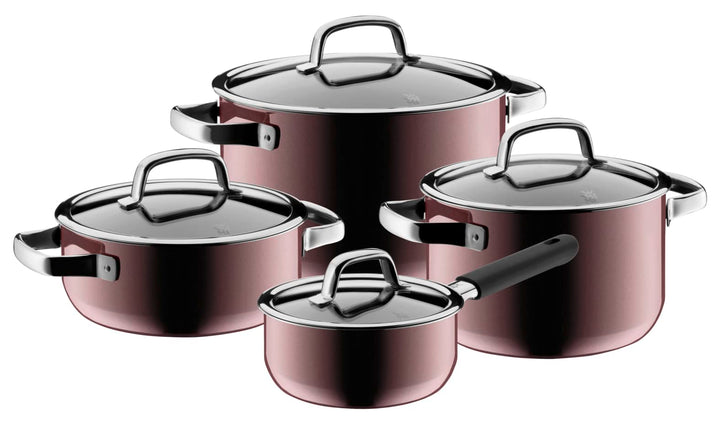 WMF Fusiontec Mineral Topfset Induktion 4-teilig, Kochtopf Set mit Glasdeckel, High-Tech Keramik, In