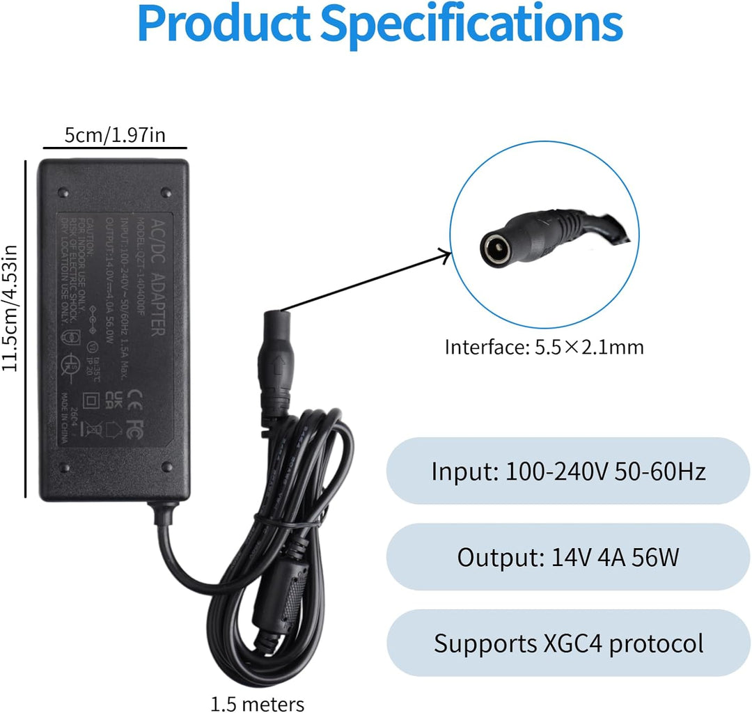 14V 4A 56W Ersatz Netzteil Ladegerät Kompatibel mit NOCO Genius Boost GB70 GB150 GB250+ GB251+ GB500