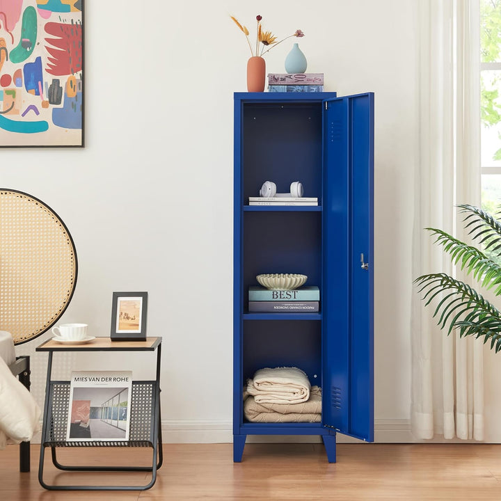 [en.casa] Einzelspind Kurikka Metallspind mit 2 Ablagen 137 x 38 x 38 cm abschliessbar Schliessfachs