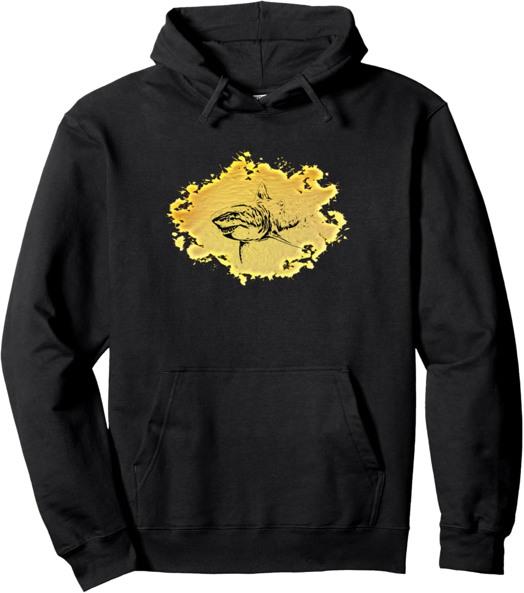 Weisser Hai Motiv Haie Raubfisch Rückenflosse Zähne Hai Pullover Hoodie
