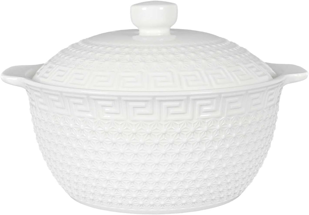 Home Deco Factory, KA0279, 9-Piece Porcelain Soup Service, 27L Tureen, Ladle and 6 Bowls, Clean and