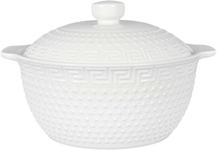 Home Deco Factory, KA0279, 9-Piece Porcelain Soup Service, 27L Tureen, Ladle and 6 Bowls, Clean and