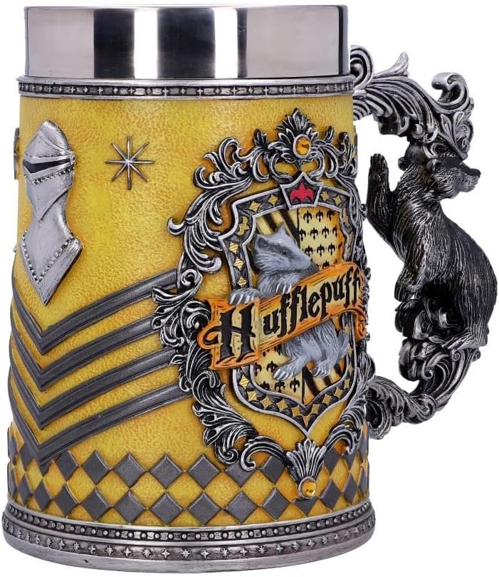Nemesis Now House Collectable Tankard Harry Potter Hufflepuff Hogwarts-Haus Sammelkrug, Gelb, Silber