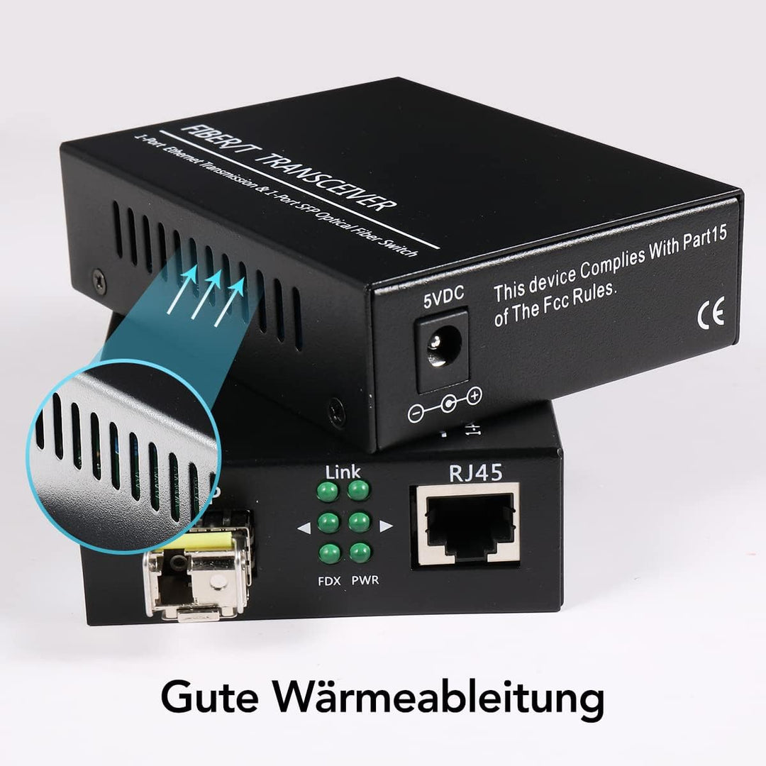 EIN Paar 1,25-G-Gigabit-Ethernet-Glasfaser-Medienkonverter mit SFP LC-Single-Core-Transceiver-Modul,