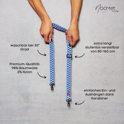 NOOMYA® Premium Fashion Handykette | Set Handyhülle iPhone 14 Plus & Handyband True Blue | Handygurt