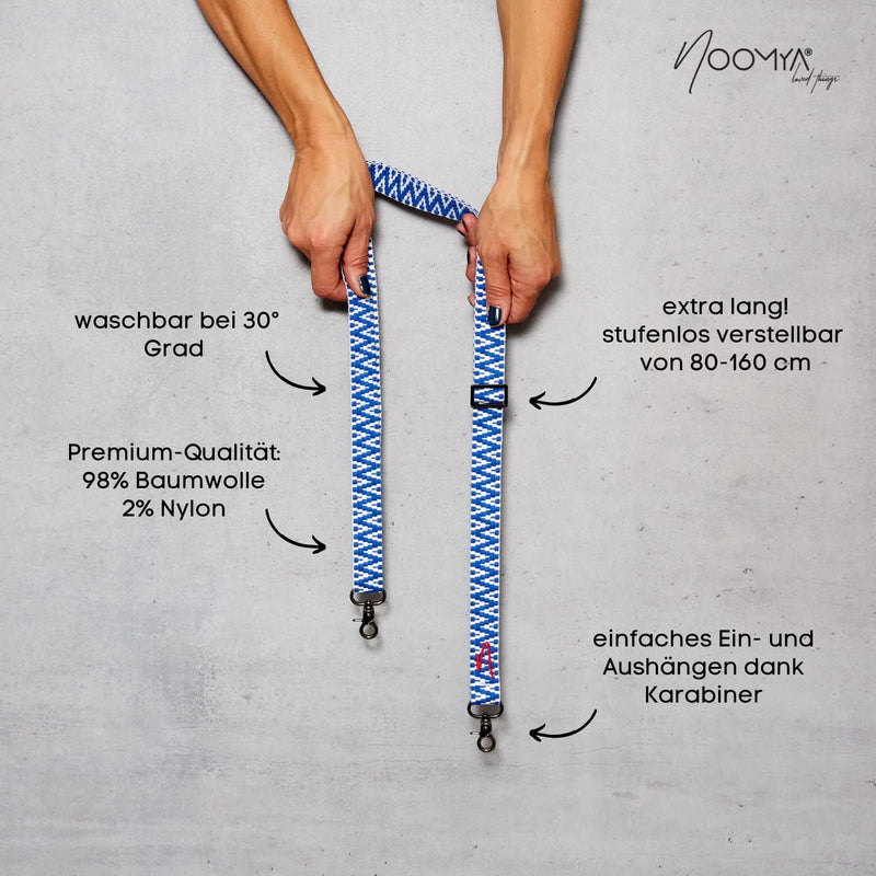 NOOMYA® Premium Fashion Handykette | Set Handyhülle iPhone 14 Plus & Handyband True Blue | Handygurt