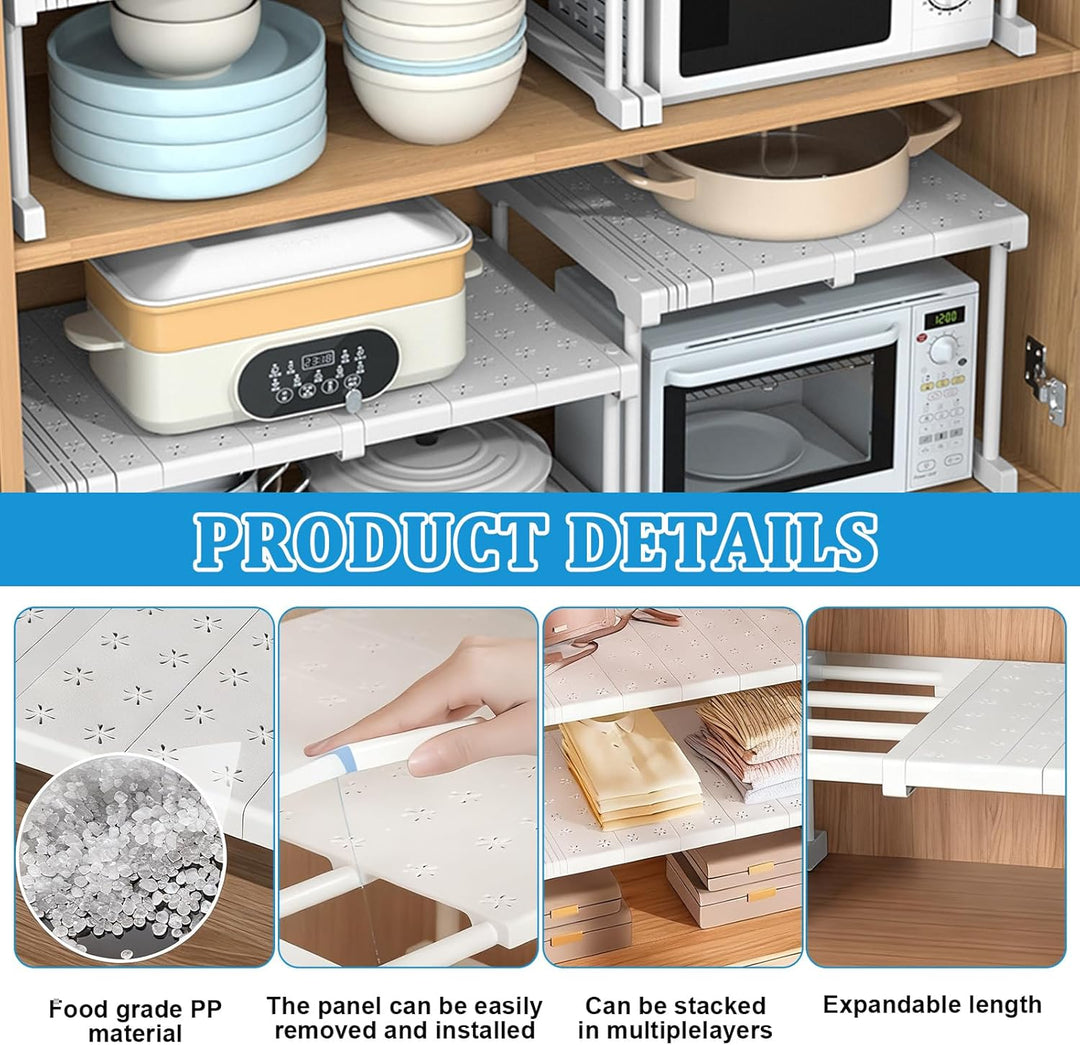 BOYIFEIJIE Stapelbarer Schrank Organizer - Verstellbares Regalsystem ohne Bohren - Weisses Metallges