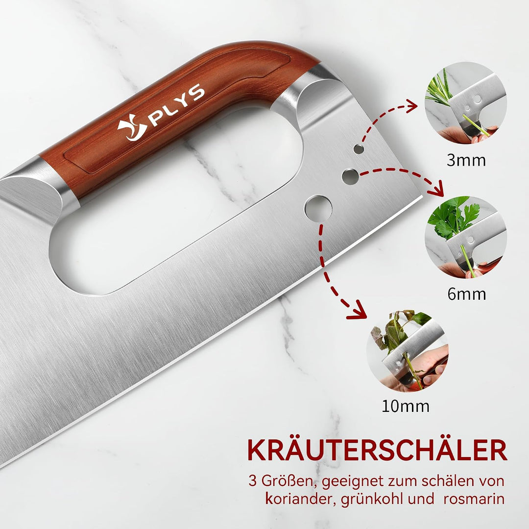Plys Küchenmesser Scharfe Fleischmesser: 21CM Profi Kochmesser mit Rutschfestem Griff und Kräutersch