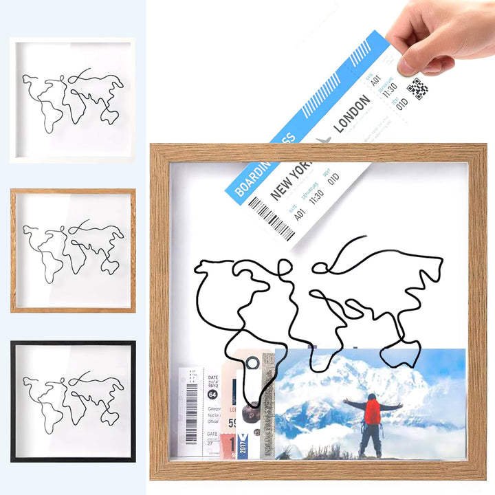 Abenteuer-Archivbox,Reise-Sammelbox,Ticket-Schattenbox,Bilderrahmen Spardose Wandbehang,Ticket Schat