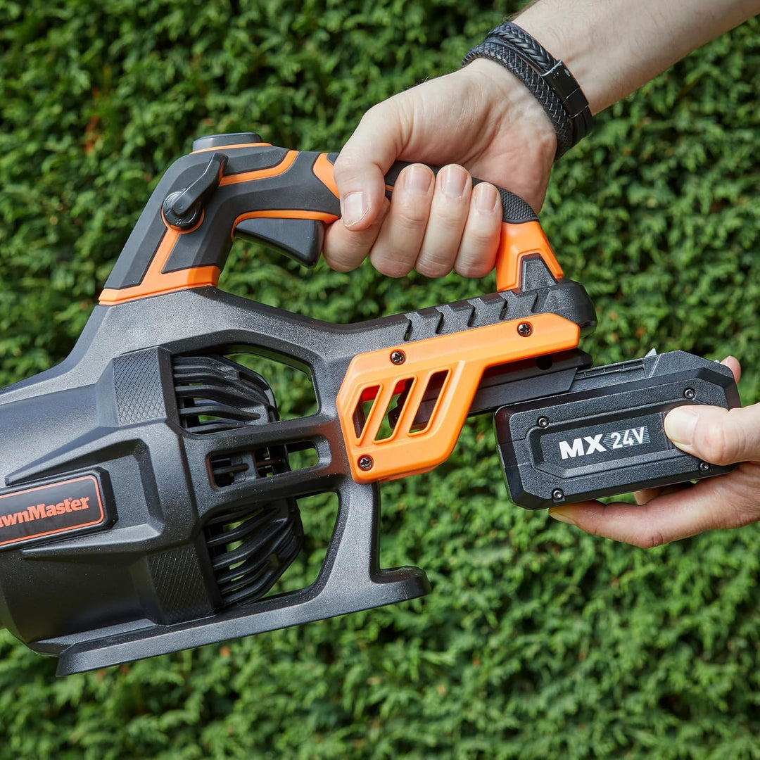 LawnMaster MX 24V Akku-Laubbläser mit Axialgebläse | Leistungsstarker Akku-Gartenlaubbläser – ohne L