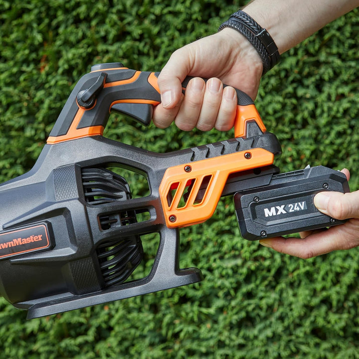 LawnMaster MX 24V Akku-Laubbläser mit Axialgebläse | Leistungsstarker Akku-Gartenlaubbläser – ohne L