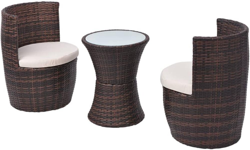 vidaXL Gartenmöbel 5-TLG. Poly Rattan Bistroset Balkonset Balkonmöbel Garnitur Braun, Braun