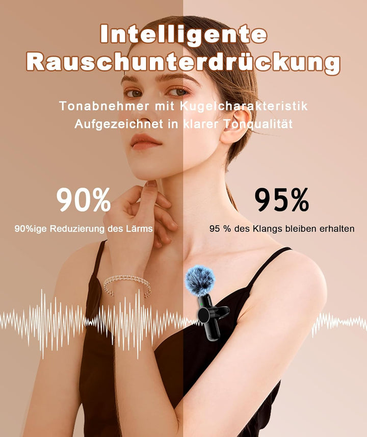 Lavalier Mikrofon Kabellos, Handy USB C Mikrofon für i*Phone iPad Android Handy, Plug and Play Mini