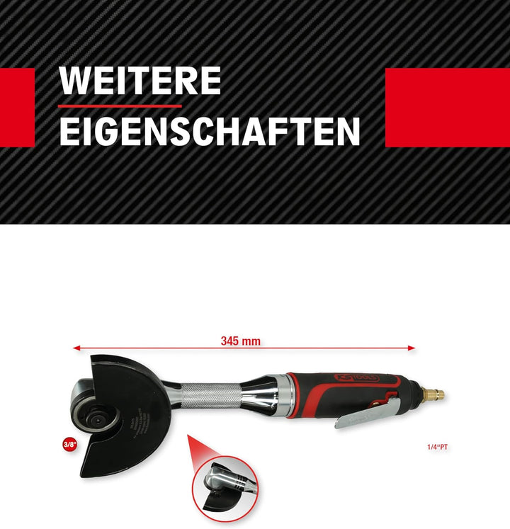 KS Tools Trenn-Stabschleifer Druckluft 3/8" 515.5475 I Druckluftschleifer mit Drehzahl-Regulierung &