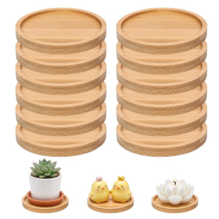 12 Stück Kerzenhalter Holz,Round Holzuntersetzer Mosaik Untersetzer Bastelset Bambus Untersetzers 9,