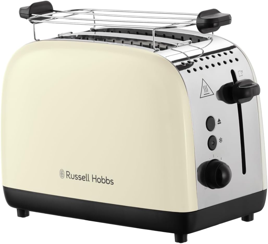 Russell Hobbs Toaster [für 2 Scheiben] Colours Plus Edelstahl Creme (extra breite Toastschlitze, ink