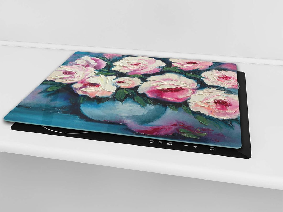 Küchenbrett aus Hartglas und Induktionskochplattenabdeckung – Schneideplatten SINGLE mit 60 x 52 cm