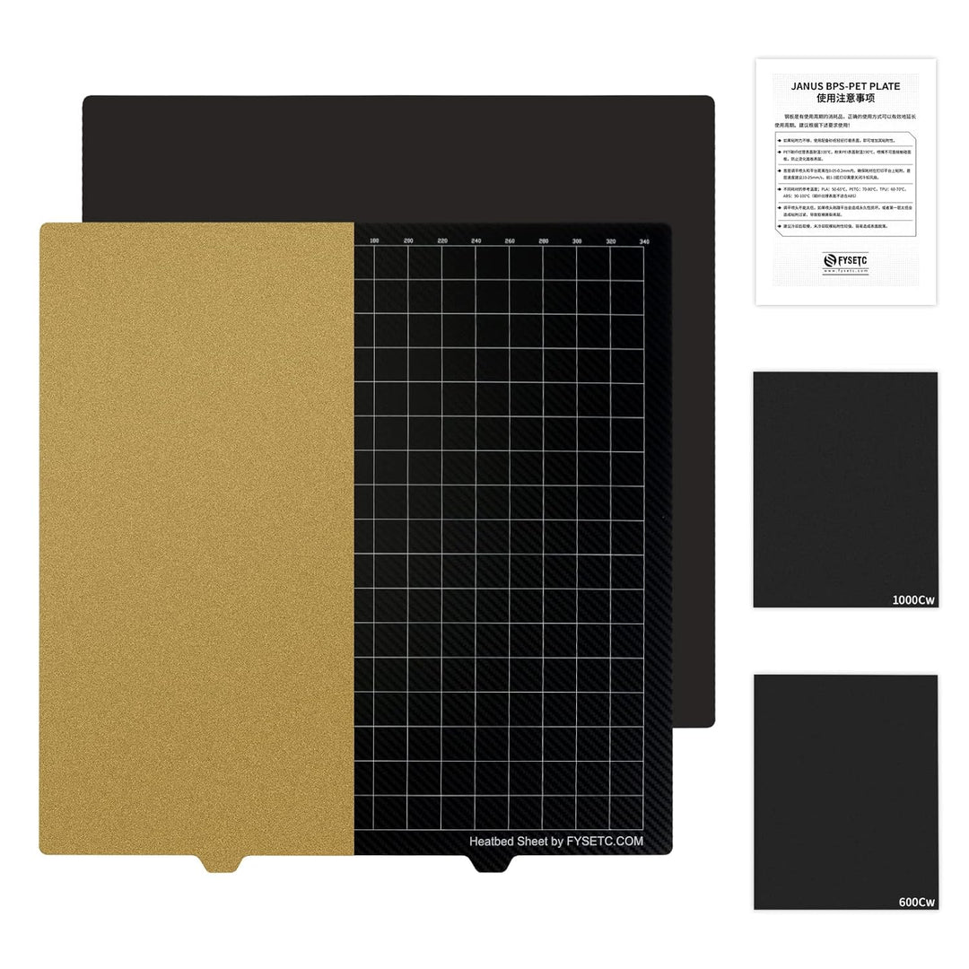 BCZAMD Ender 5 Plus 2022 Build Plate JanusBPS-PET Platform Gold Textured Powder PEI+PET Carbonn Fibr
