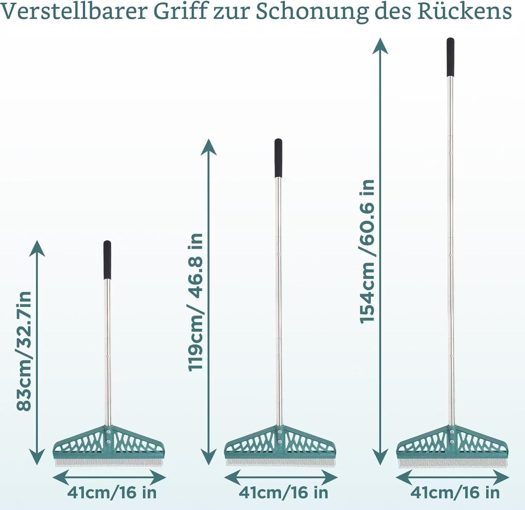 YEELOR Kunstrasenrechen mit verstellbarem Stahlgriff von 81,3 bis 154,4 cm, langlebiger Kunstrasenbe