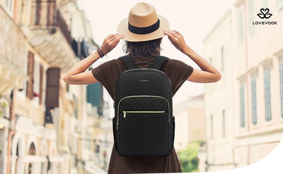 LOVEVOOK Laptop Rucksack Damen, 17,3 Zoll Laptoprucksack Gross Wasserdicht Schulrucksack Mädchen Tee