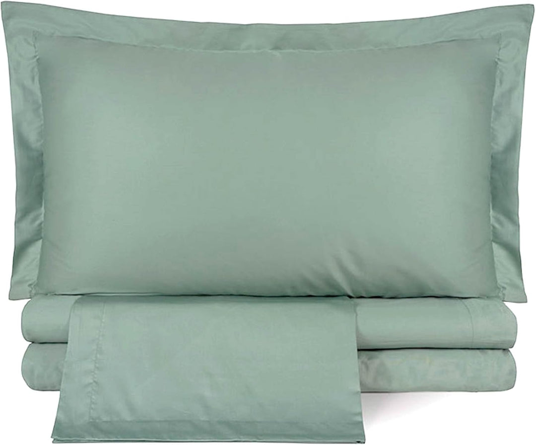 Einfarbige Baumwoll-Satin-Bettwäsche - Salbei, Einzelner Bettbezug Salbei Einzelner Bettbezug, Salbe