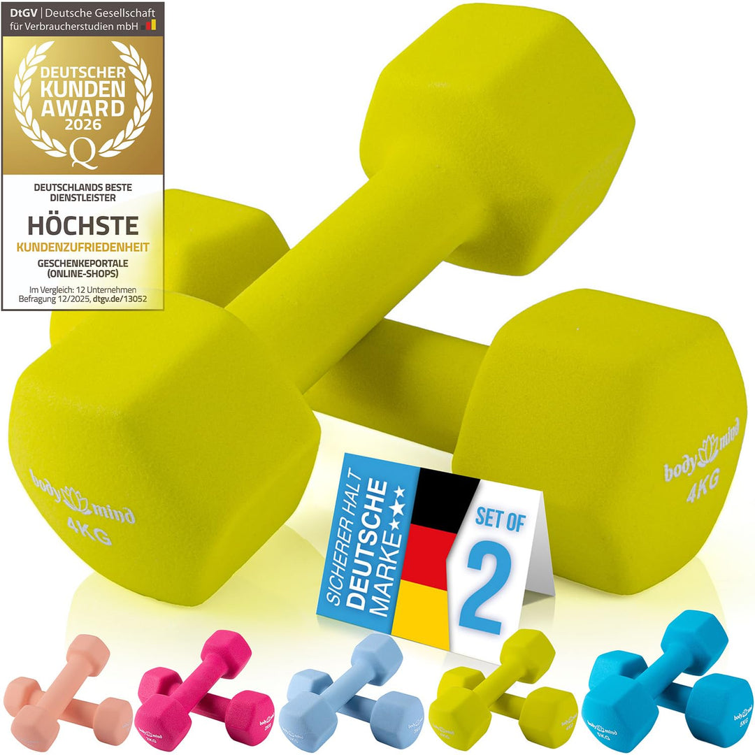 Body & Mind® Hanteln 2er Set Gymnastikhanteln Dumbbells Kurzhanteln; Effektives Krafttraining mit ve