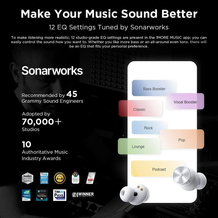 1MORE PistonBuds Pro Hybrid Wireless Active Noise Cancelling Kopfhörer Bluetooth 5.2 Kopfhörer 12 Eq