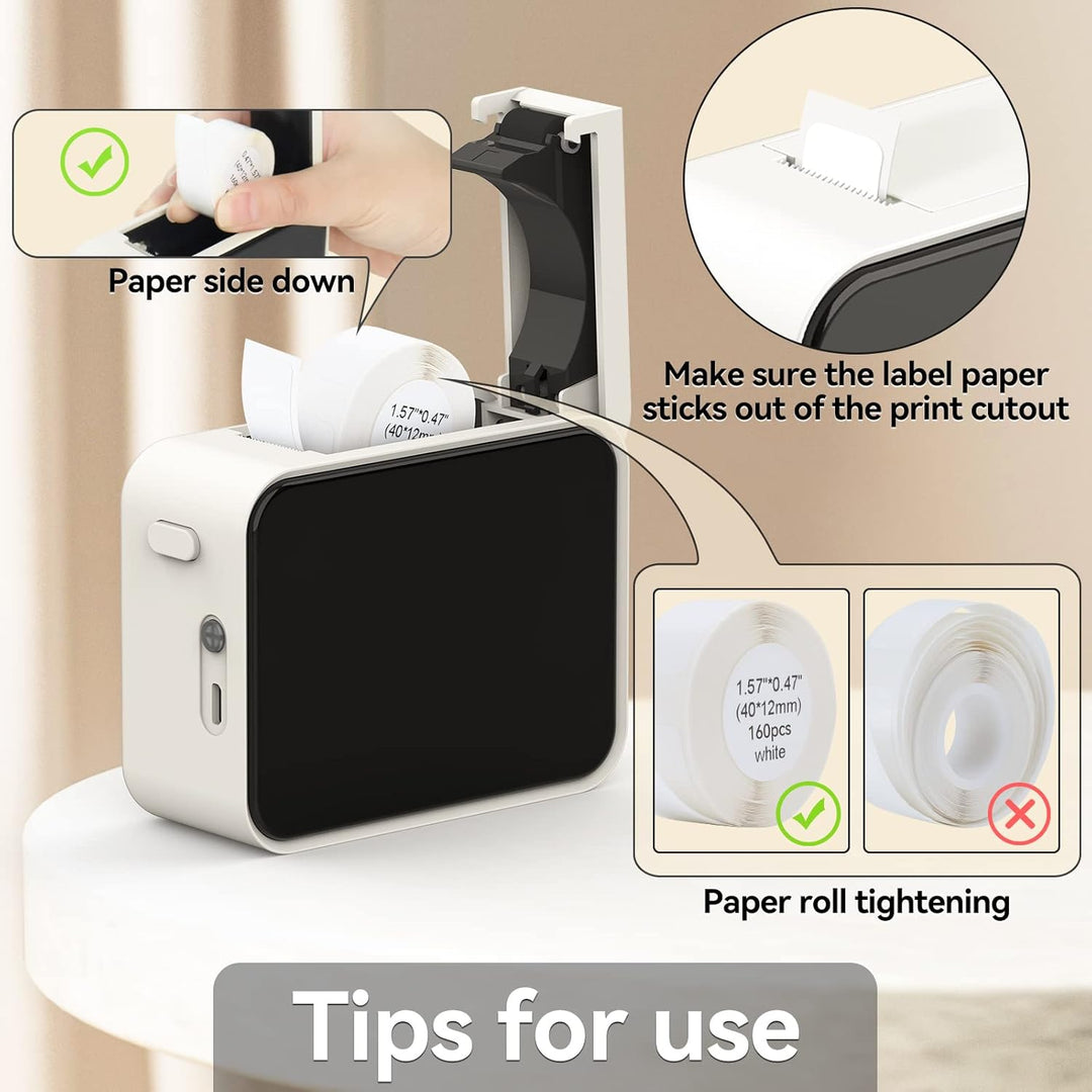 Pristar P15 Labels, 3 Rollen 12 mm * 40 mm Selbstklebendes Thermoband Etiketten, Kompatibel mit P15