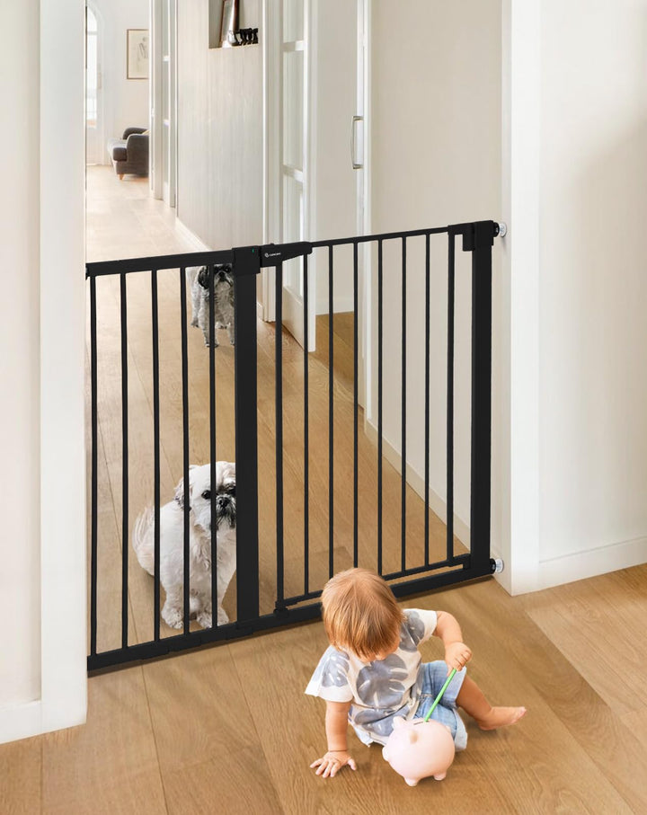 COMOMY Sicherheitsgitter für Kinder, sehr hoch, 75 – 117 cm, Treppe, ohne Bohren, ausziehbar, automa
