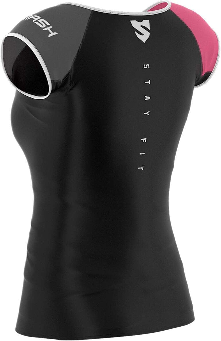 SMMASH Funktionsshirt Damen Kompressionsshirt Sportshirt Kurzarm Atmungsaktiv Second Skin Technologi