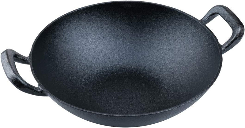 SANTOS Gusseisen Wokpfanne rund - Guss-Wok - Ø 32cm - 3,52 kg - Feuertopf - Grilltopf - ideal für La