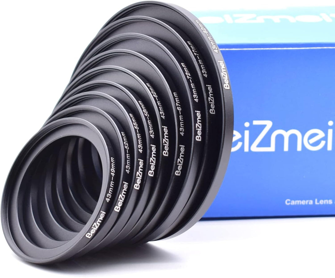 9Stück Kamera Objektiv Filter Ring Kompatibel für 43mm Kamera Objektiv,43-49/43-52/43-55/43-58/43-62